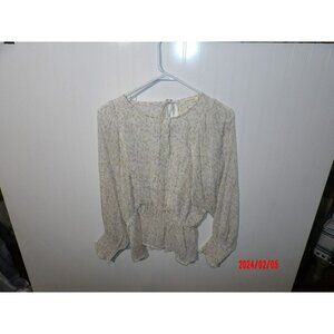 Grade & Gather Women Med Blouse Shirt Ivor/ Yellow Satin Open Back Elastic Waist